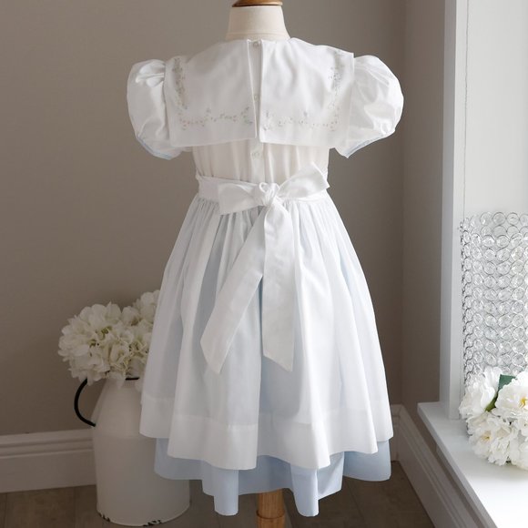 RARE Strasburg Original Heirloom Shadow Bow White and Blue Dress Size 6X NEW - Picture 5 of 7